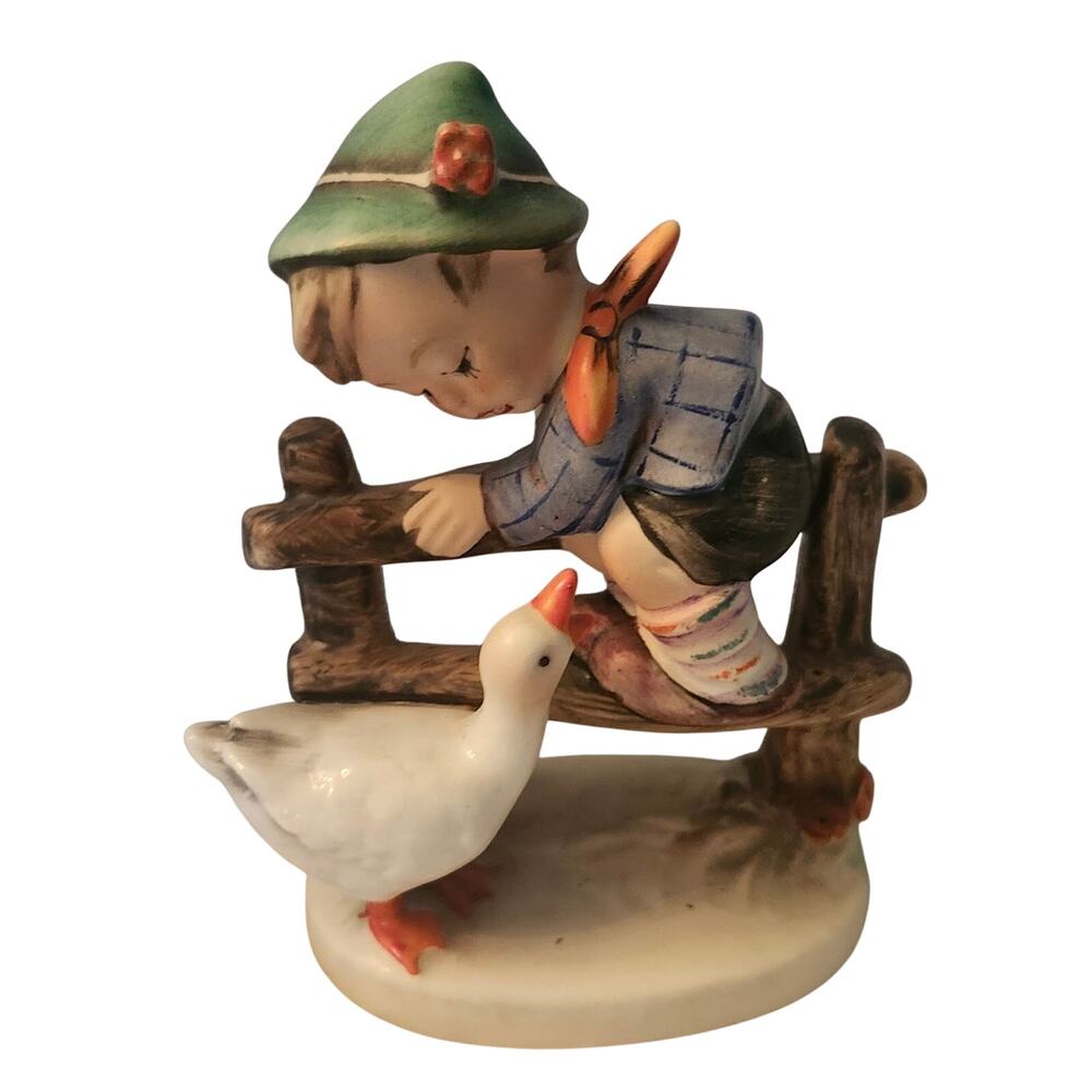 Vtg 1968 Barnyard Hero Hummel Boy on Fence Goose Figurine Statue #195/2/0